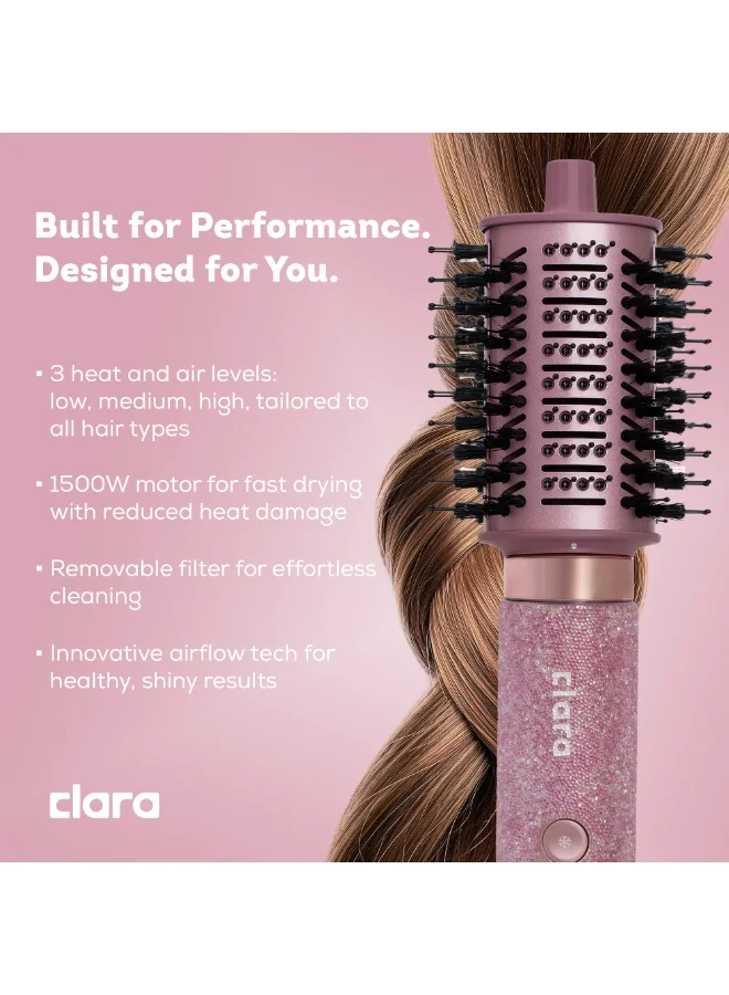 CLARA  Clara Multi Styler for All Hair Types 6-in-1 Styling Tool with Auto-Wrap Curlers, Blow Dryer, Round & Oval Brush ? 1500W Ionic Hair Styler for Frizz-Free Waves & Salon Blowouts (Diamond Candy) Diamond Candy for Women | Best Price UAE